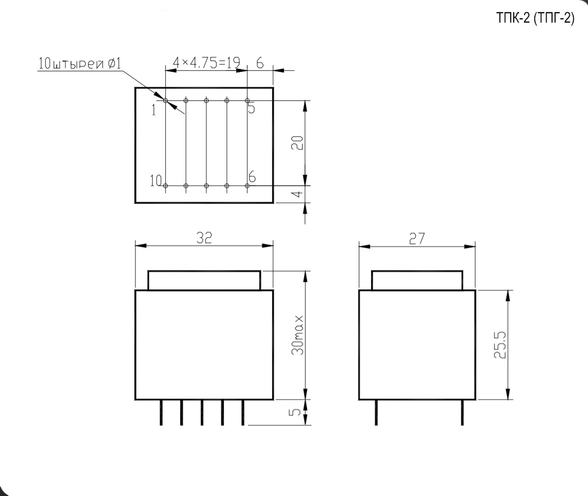 Трансформатор ТПК-2 (ТПГ-2) 2х12v