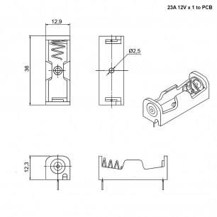 23A 12V x 1 to PCB батарейный отсек RUICHI даташит схема