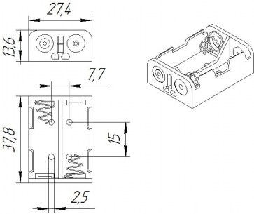 23A 12V x 2 батарейный отсек RUICHI даташит схема