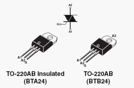 BTA26-600B cимистор (триак) WEIDA даташит схема