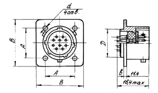 ОНЦ-БС-1-7/12-В1-1В (201*г) разъем  даташит схема