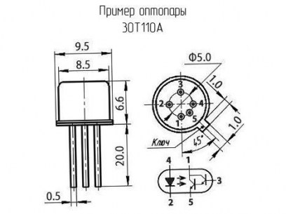 Оптотранзисторы 3ОТ110А (201*г)  даташит схема