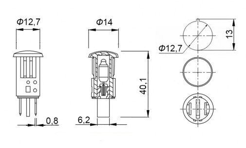 MDX-14 blue лампочки неоновые в корпусе RUICHI даташит схема