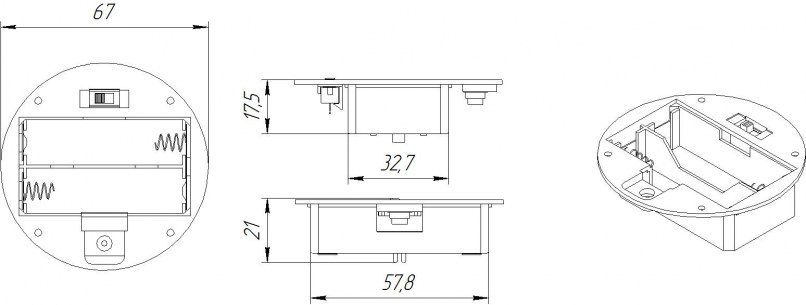 AA*2 switch D67*18mm батарейный отсек RUICHI даташит схема