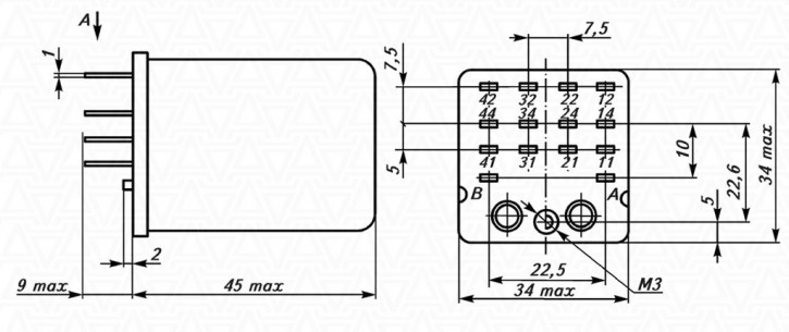 РП21-004 -48В + кол. тип 3 реле электромагнитное  даташит схема