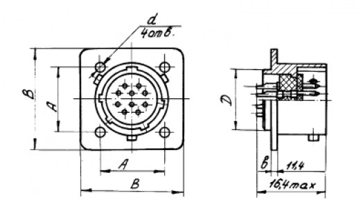 Разъем ОНЦ-БС-1-10/14-В1-1В (201*г)  даташит схема