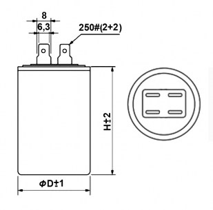 CBB60 3uF 630V (SAIFU) конденсатор пусковой SAIFU схема фото