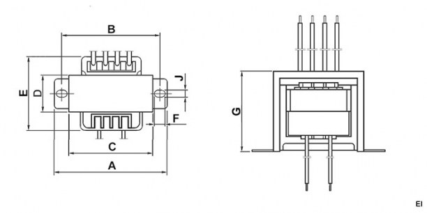 EI57*20 220v to 2x12V 11W трансформатор RUICHI даташит схема