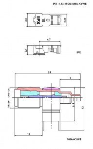 IPX -1.13-15CM-SMA-KYWE высокочастотные разъемы RUICHI даташит схема