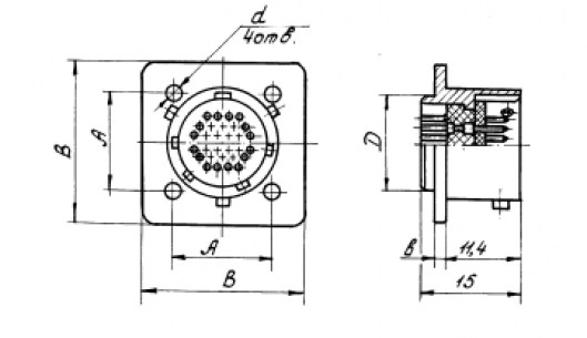 ОНЦ-БМ-1-76/22-В1-1В разъем  даташит схема