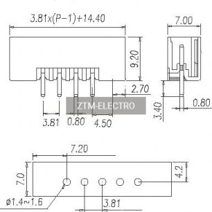 ZCH381VM-12P клеммники разрывные ZTM-ELECTRO даташит схема