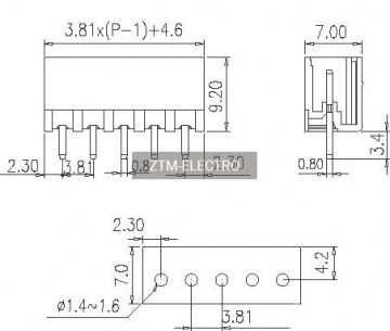 ZCH381V-12P клеммники разрывные ZTM-ELECTRO даташит схема