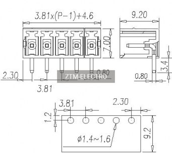 ZCH381R-10P клеммники разрывные ZTM-ELECTRO даташит схема