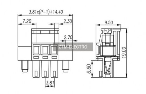 ZC381RM-10P клеммники разрывные ZTM-ELECTRO даташит схема