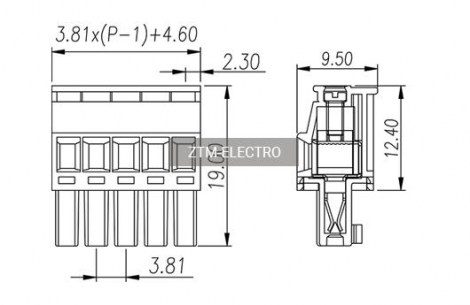 ZC381RL-10P клеммники разрывные ZTM-ELECTRO даташит схема