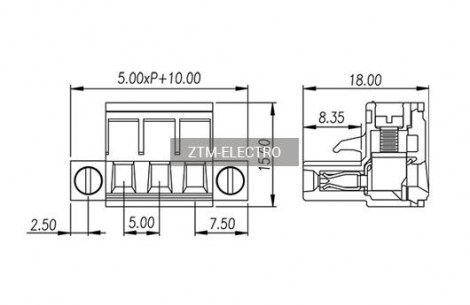 5ZSDVM-10P клеммники разрывные ZTM-ELECTRO даташит схема