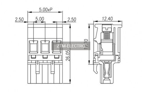 5ZSDP-10P клеммники разрывные ZTM-ELECTRO даташит схема