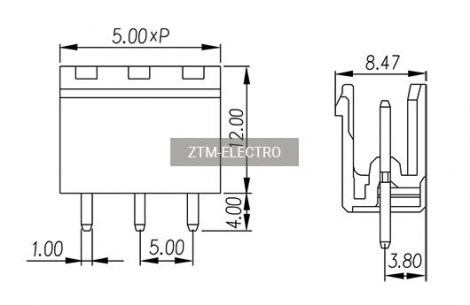 5ZHDVC-12P клеммники разрывные ZTM-ELECTRO даташит схема