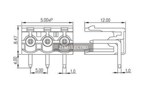5ZHDR-10P клеммники разрывные ZTM-ELECTRO даташит схема