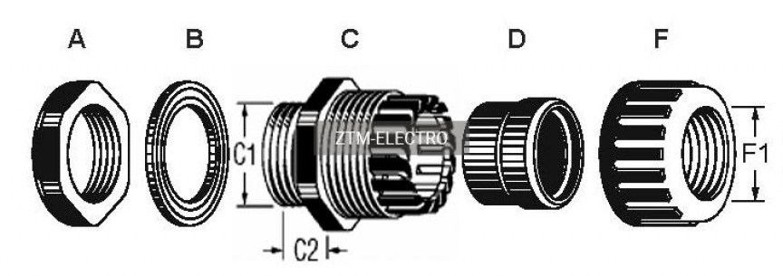 FN2604-21G кабельный ввод ZTM-ELECTRO даташит схема