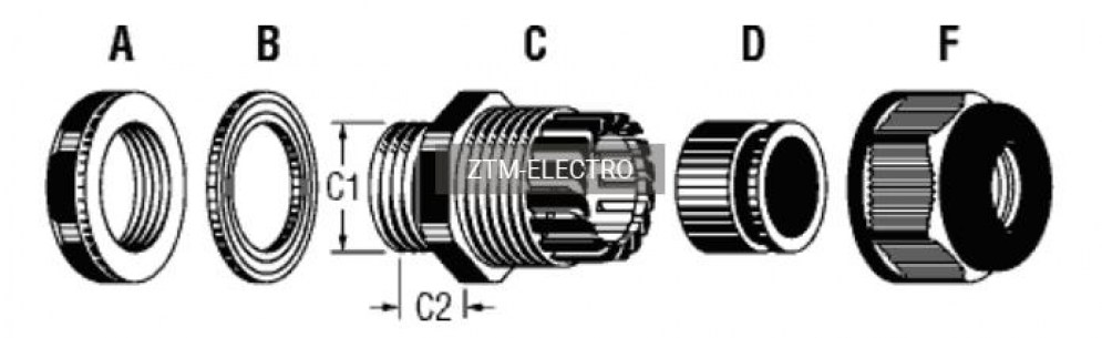 PGB16-10G кабельный ввод ZTM-ELECTRO даташит схема