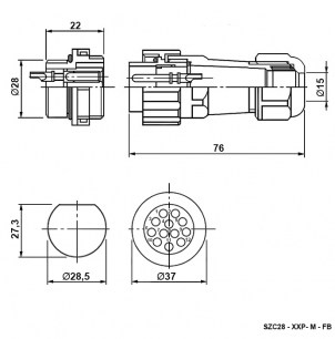 SZC28 24P-M-FB разъем герметичный SZC даташит схема