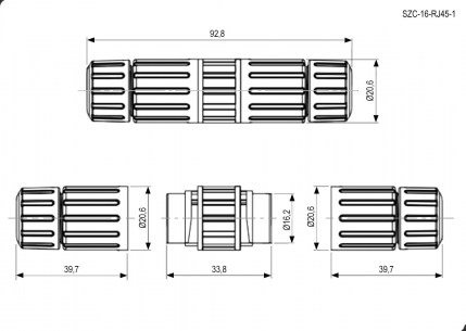 SZC-16-RJ45-1 ip68 разъем герметичный RUICHI даташит схема