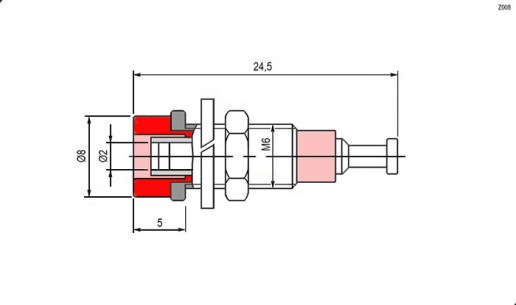 Z008 2mm panel jack YELLOW штекер RUICHI даташит схема