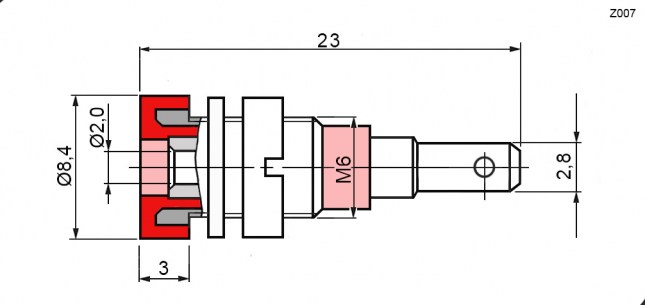 Z007 2mm panel jack RED штекер RUICHI даташит схема