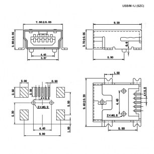 USB/M-1J (SZC) разъем SZC даташит схема