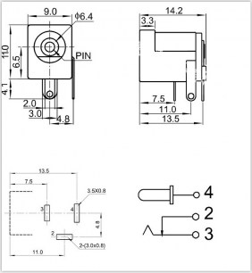 TJ-002 2.0mm разъемы питания штырьковые RUICHI даташит схема