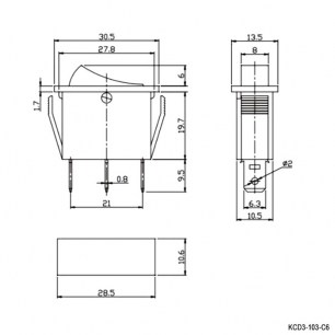 KCD3-103-C6-B/3P on-off-on клавишный переключатель RUICHI даташит схема