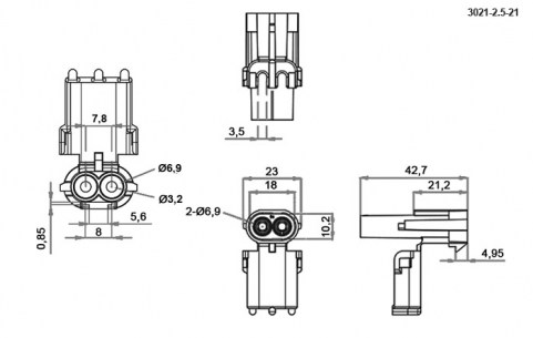 3021-2.5-21 автомобильный соединитель RUICHI даташит схема