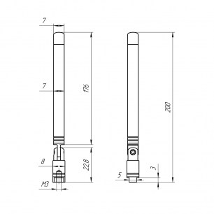 AST-16 D7mm S7 200-1000mm антенны телескопические RUICHI даташит схема