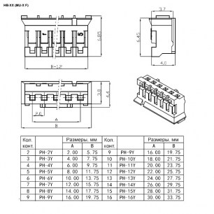 HB-02 (MU-2F) pitch 2.0mm+terminal разъемы питания низковольтные RUICHI даташит схема