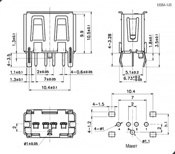 USBA-1JS (SZC) разъем SZC даташит схема