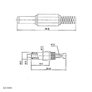 SZC-0030b / 5.5*2.5*14 mm разъемы питания штырьковые SZC даташит схема