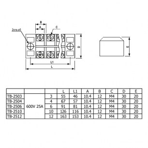 TB-2510 клеммные колодки RUICHI даташит схема