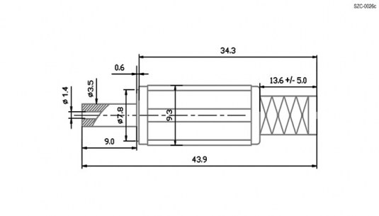 SZC-0026c / 3.5*1.4 mm разъемы питания штырьковые SZC даташит схема