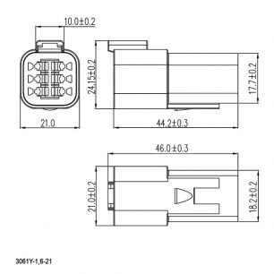 3061Y-1.6-21/11 автомобильный соединитель RUICHI даташит схема
