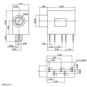 TKX3-3.5-11 PCB jack аудио разъемы RUICHI даташит схема