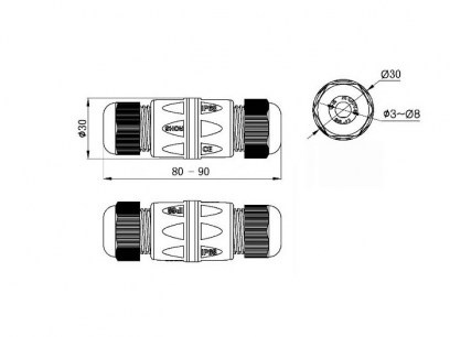 RJ45M25Z2-6BG2 разъем герметичный RUICHI даташит схема