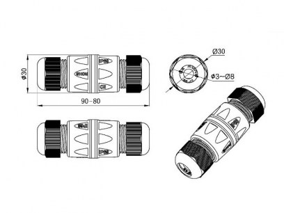 RJ45M25Z2-6A разъем герметичный RUICHI даташит схема