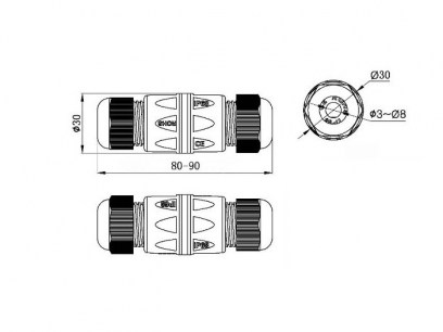 RJ45M25Z2-6B разъем герметичный RUICHI даташит схема