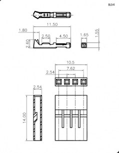 BLS-4 + Terminal штыри и гнезда для плат 2.54мм RUICHI даташит схема