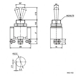 KN3(A)-102 on-on тумблер RUICHI даташит схема