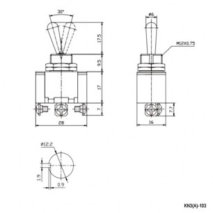 KN3(A)-103 on-off-on тумблер RUICHI даташит схема