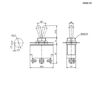 KN3(B)-102 on-on тумблер RUICHI даташит схема