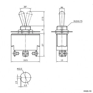 KN3(B)-103 on-off-on тумблер RUICHI даташит схема