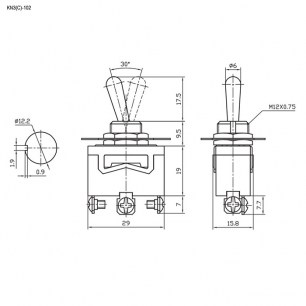KN3(C)-123 (on)-off-(on) тумблер RUICHI даташит схема